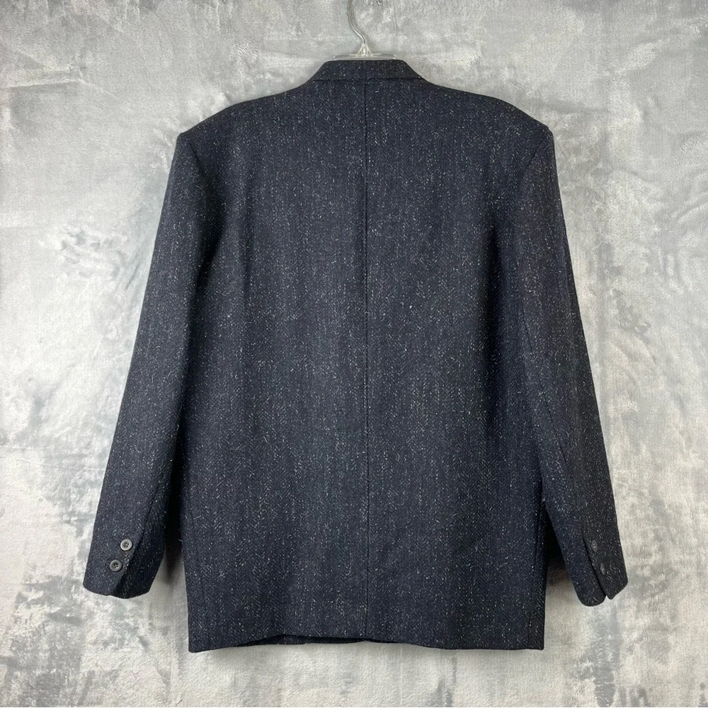 Yves Saint Laurent Dark Blue Tweed Blazer Men’s Sz 40 Wool Blend Lined Vintage